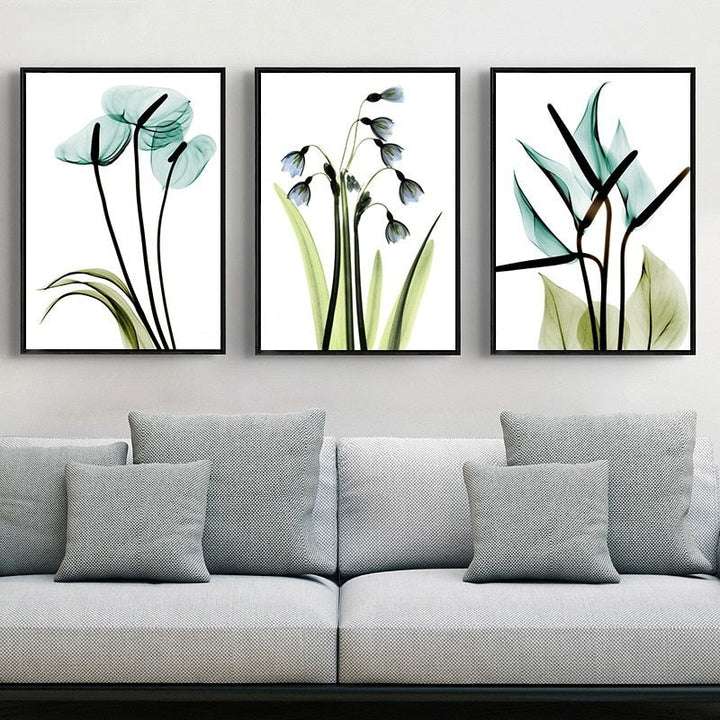 Black Lined Florals - Canvas Wall Art Painting | Bowlift