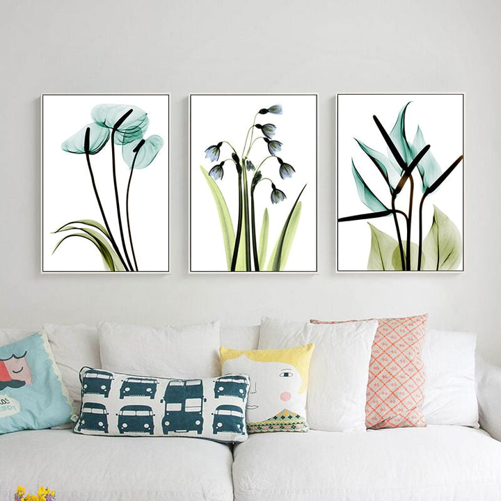 Black Lined Florals - Canvas Wall Art Painting | Bowlift