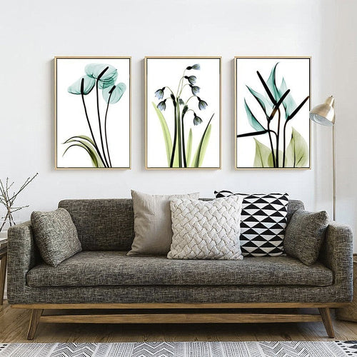 Black Lined Florals - Canvas Wall Art Painting | Bowlift