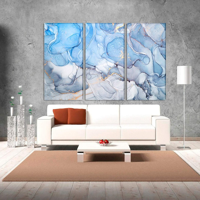 Blue Marble Abstract - Canvas Wall Art Painting | Bowlift