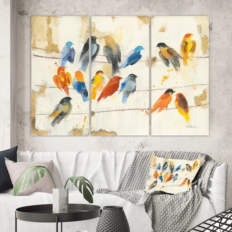 Colorful Birds - Canvas Wall Art Painting | Bowlift