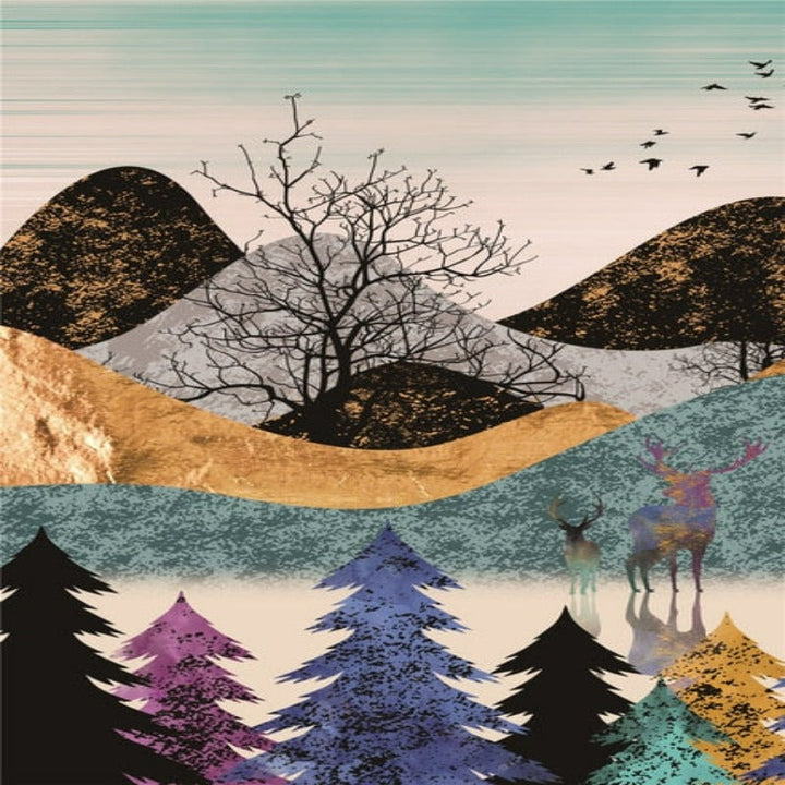 Colorful Hills And Trees - Canvas Wall Art Painting | Bowlift