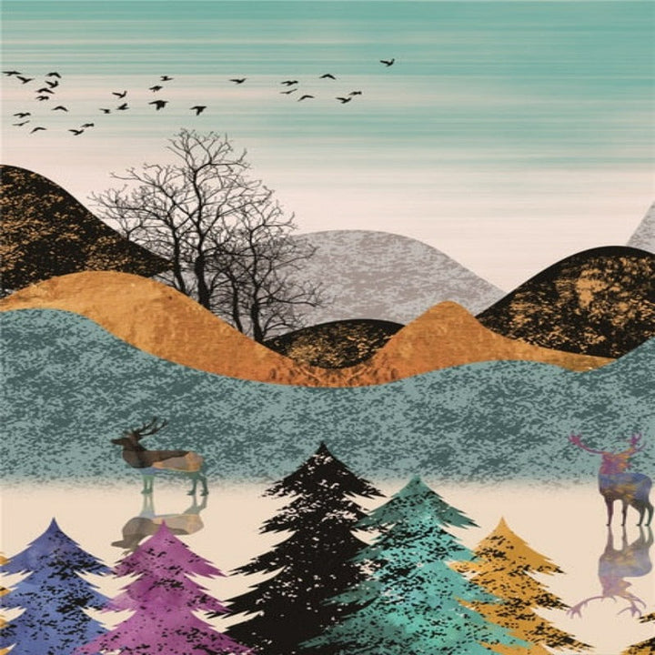 Colorful Hills And Trees - Canvas Wall Art Painting | Bowlift