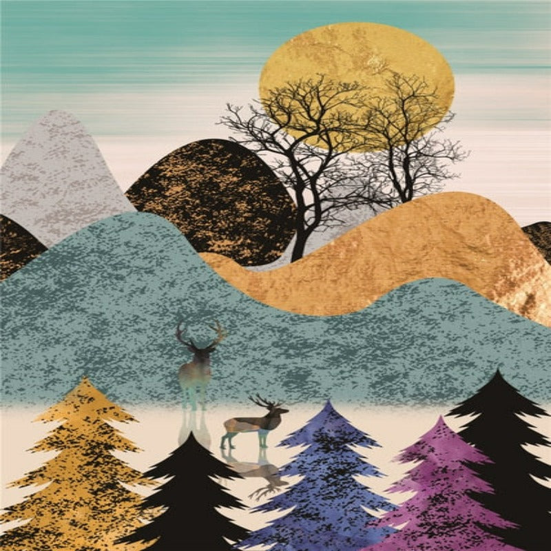 Colorful Hills And Trees - Canvas Wall Art Painting | Bowlift