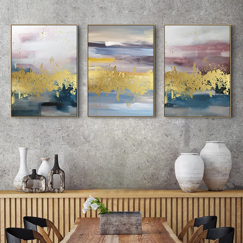 Abstract Golden Landscape - Canvas Wall Art Painting | Bowlift