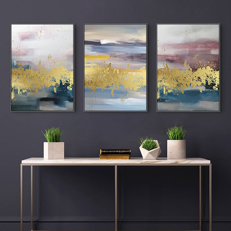 Abstract Golden Landscape - Canvas Wall Art Painting | Bowlift