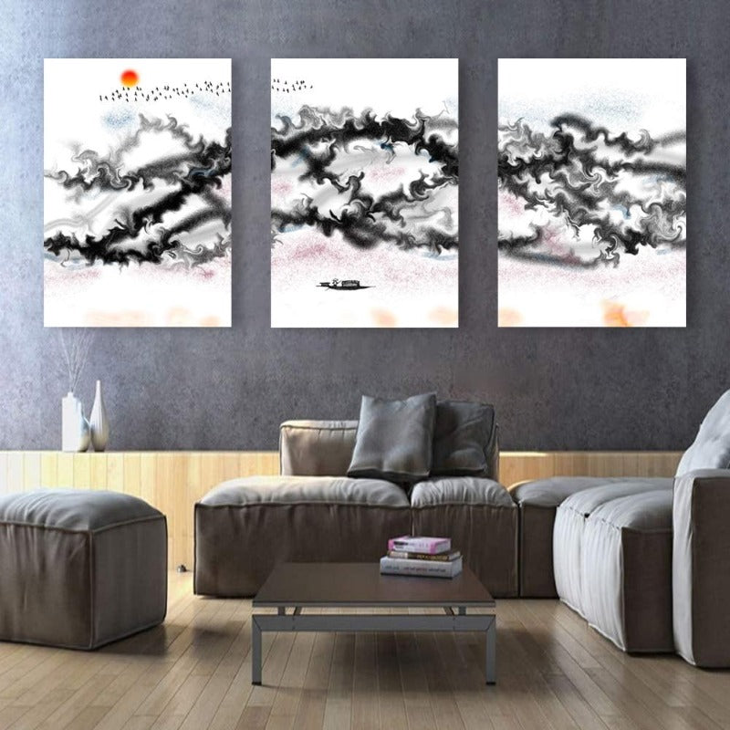Black & White Swirl Mountain Abstract | Bowlift