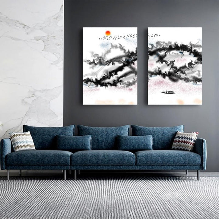Black & White Swirl Mountain Abstract | Bowlift