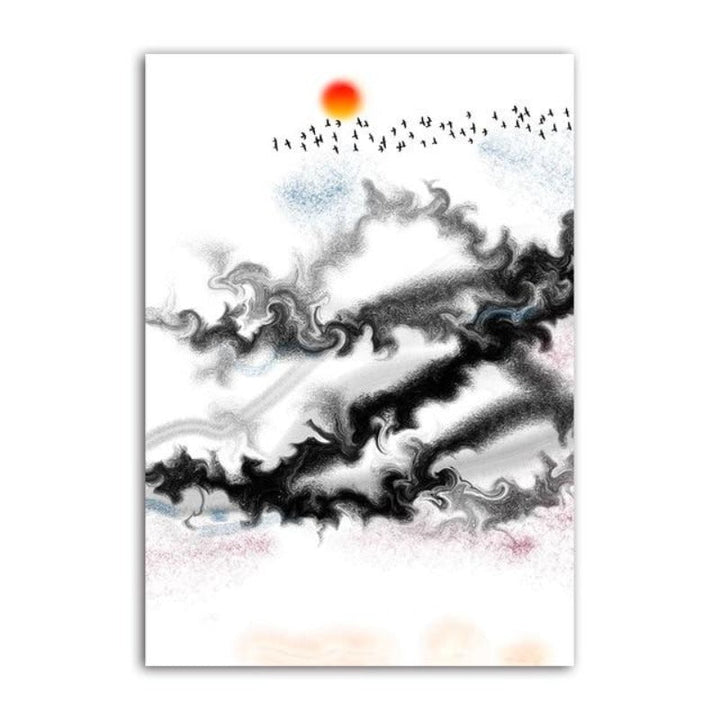 Black & White Swirl Mountain Abstract | Bowlift