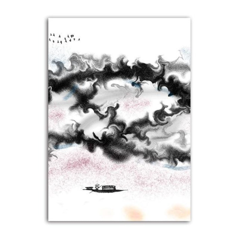 Black & White Swirl Mountain Abstract | Bowlift