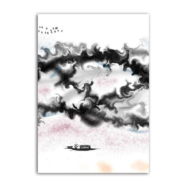 Black & White Swirl Mountain Abstract | Bowlift