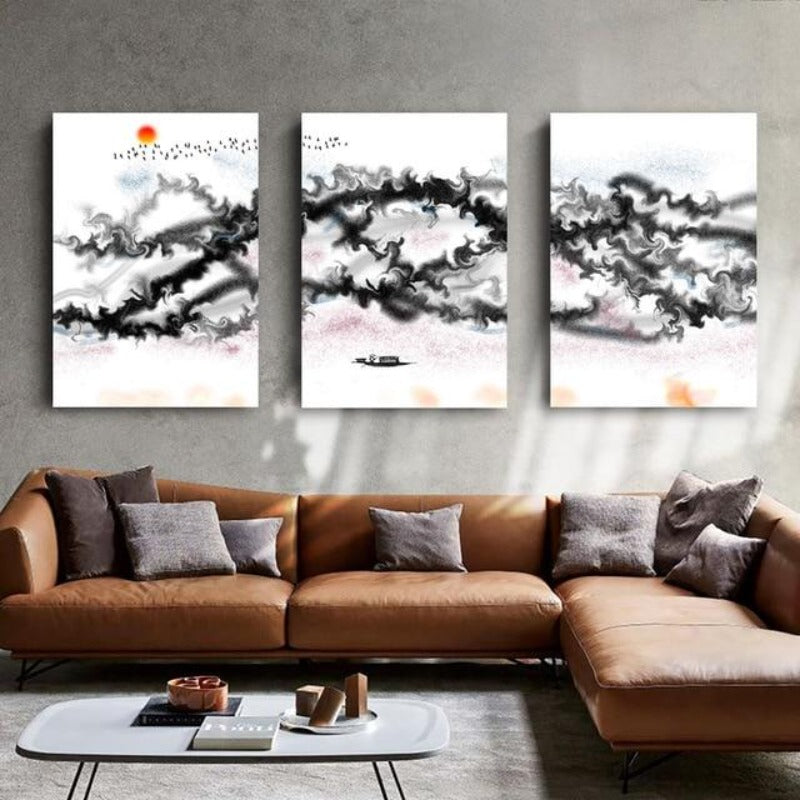 Black & White Swirl Mountain Abstract | Bowlift