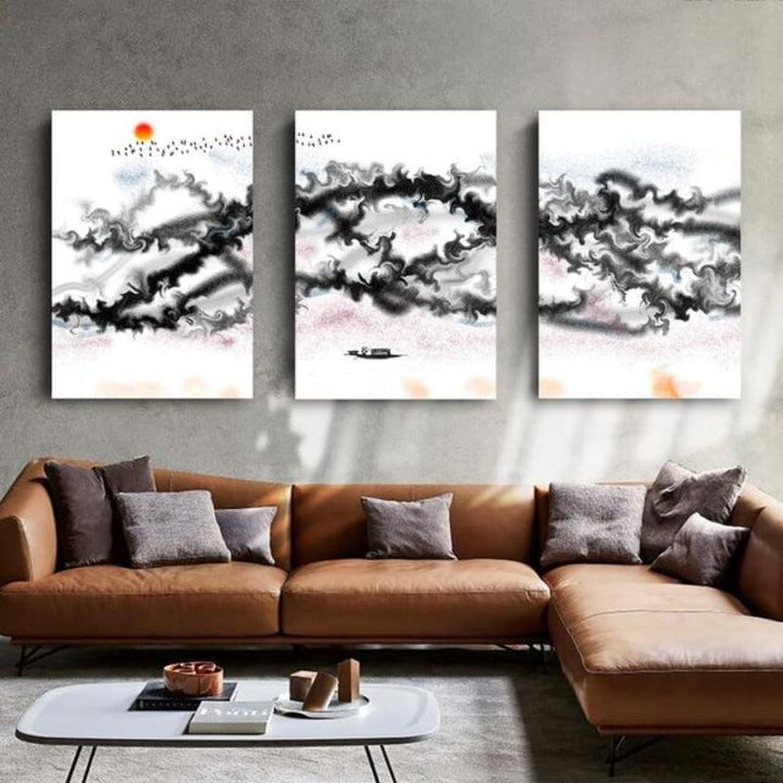 Black & White Swirl Mountain Abstract | Bowlift