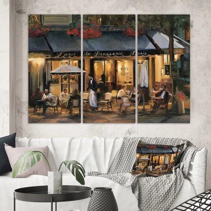 French Corner Cafe - Canvas Wall Art Painting | Bowlift