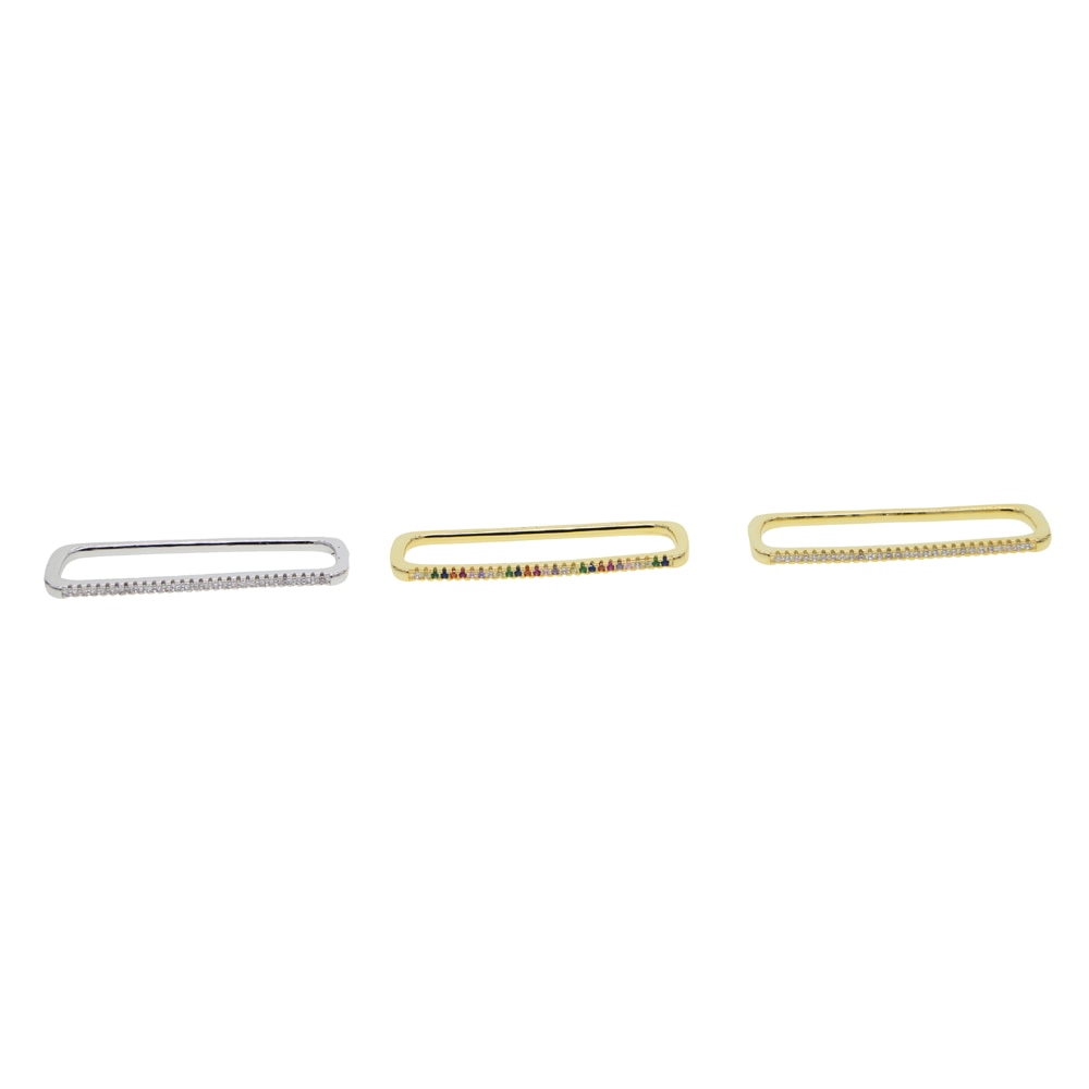 BowLift | 1 piece ear white rainbow cz rectangle cuff earring