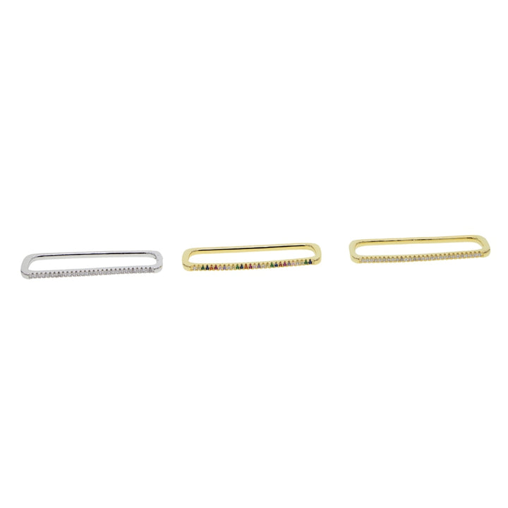 BowLift | 1 piece ear white rainbow cz rectangle cuff earring