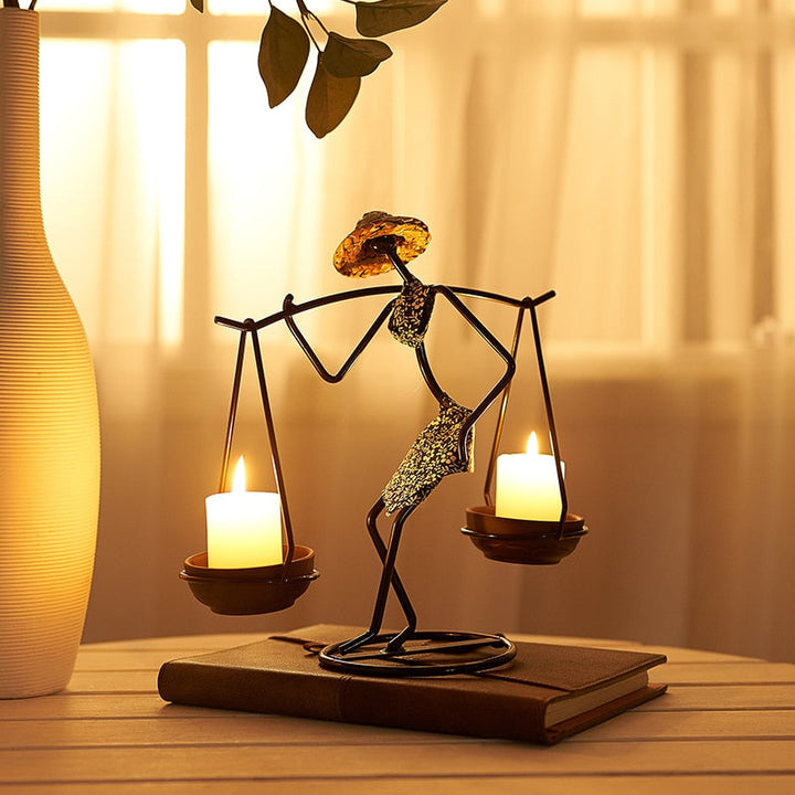 Nordic Abstract Character Metal Candle Holder | Bowlift