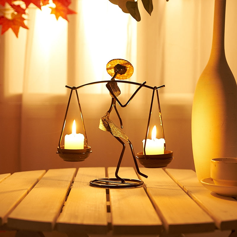 Nordic Abstract Character Metal Candle Holder | Bowlift