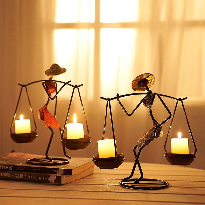 Nordic Abstract Character Metal Candle Holder | Bowlift
