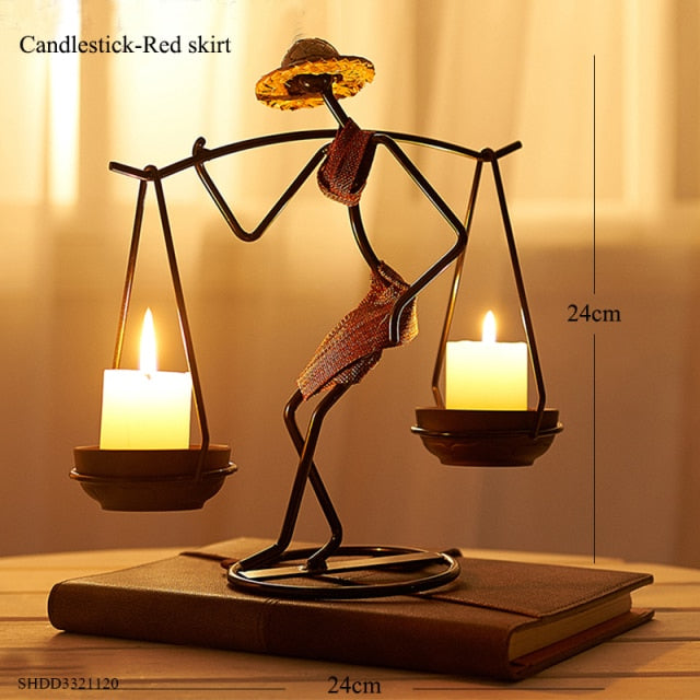 Nordic Abstract Character Metal Candle Holder | Bowlift