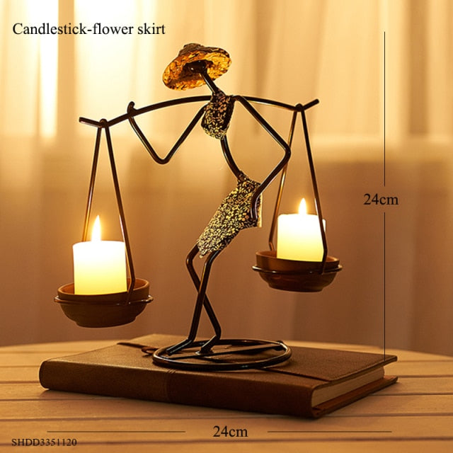 Nordic Abstract Character Metal Candle Holder | Bowlift