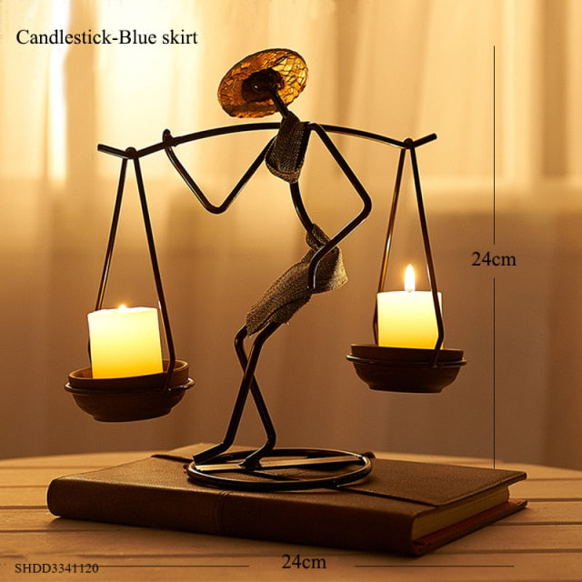 Nordic Abstract Character Metal Candle Holder | Bowlift