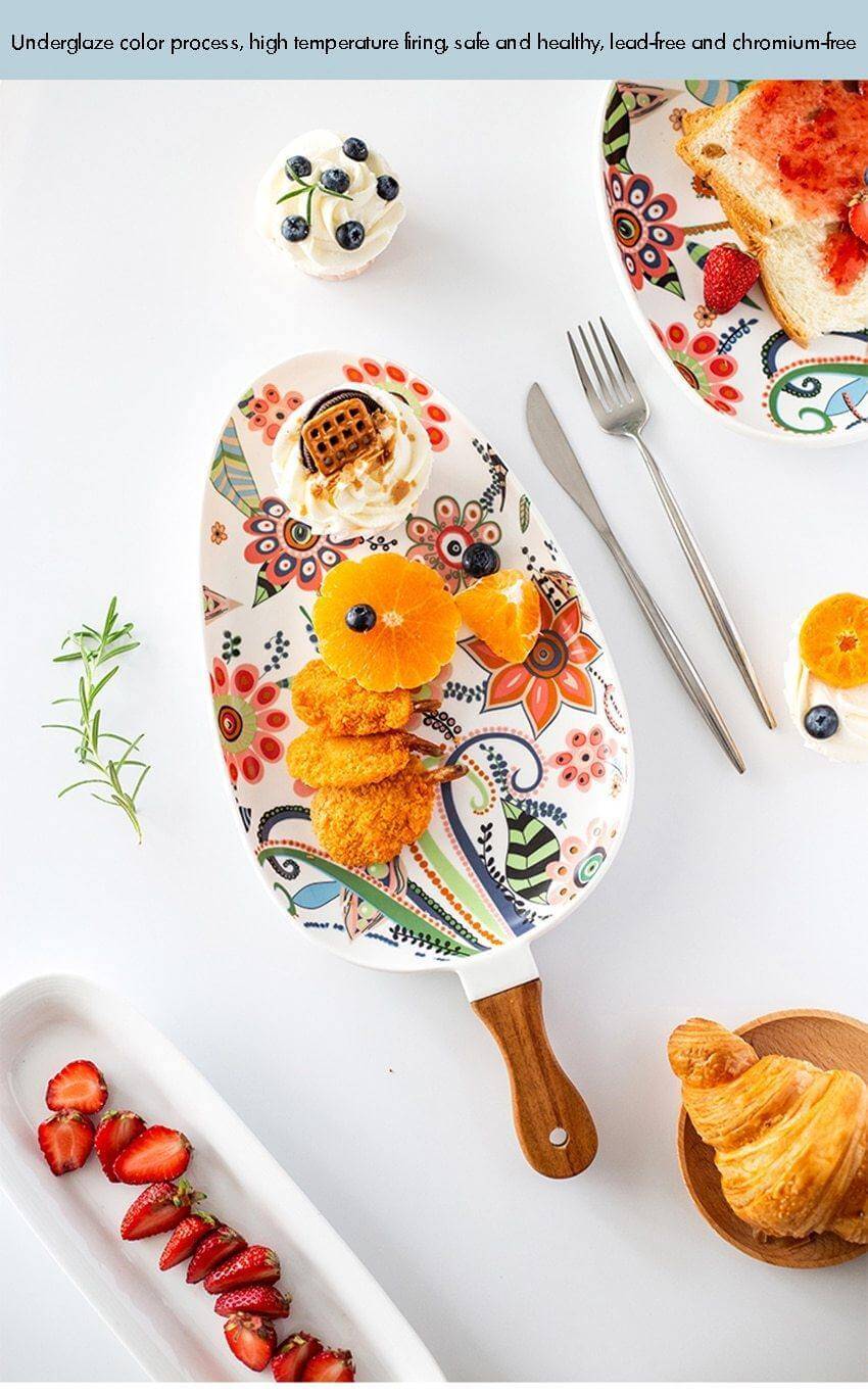 BowLift | Colorful Ceramic Floral Pattern Serving Plate