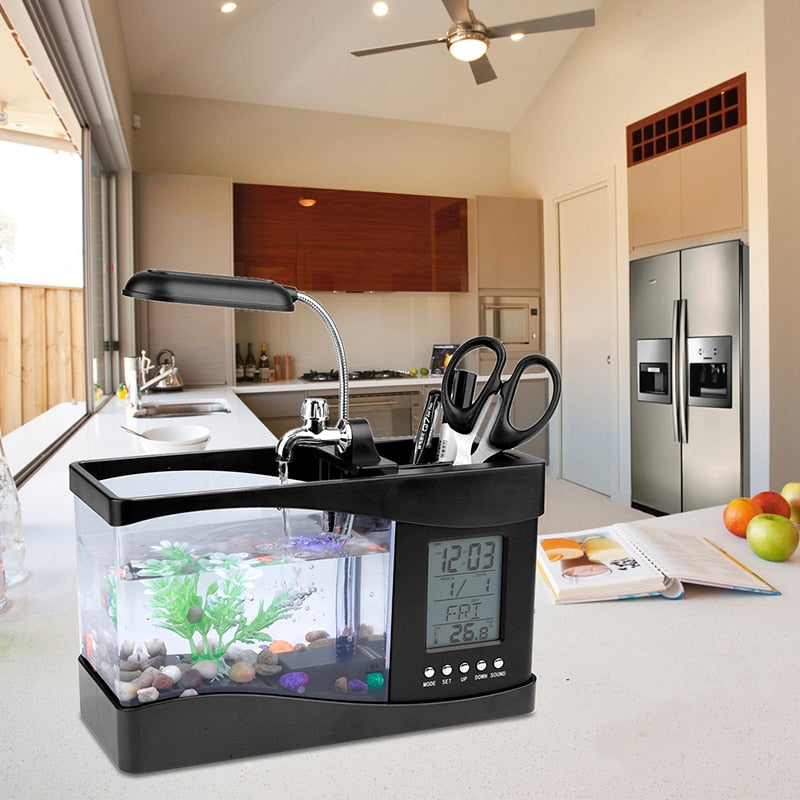 LCD Clock Mini Fish Tank Aquarium | Bowlift