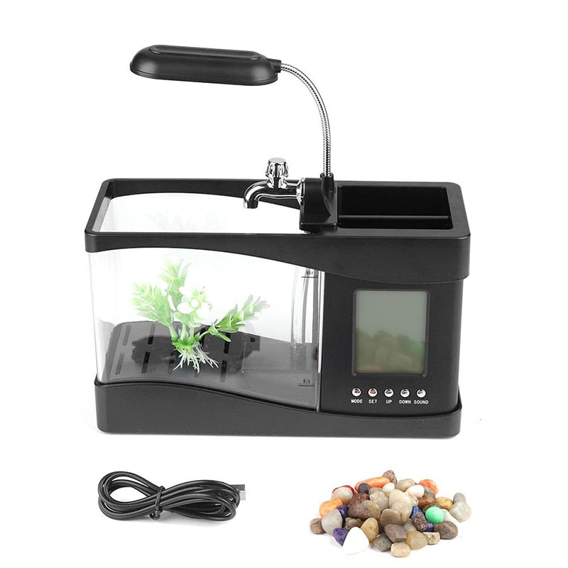 LCD Clock Mini Fish Tank Aquarium | Bowlift