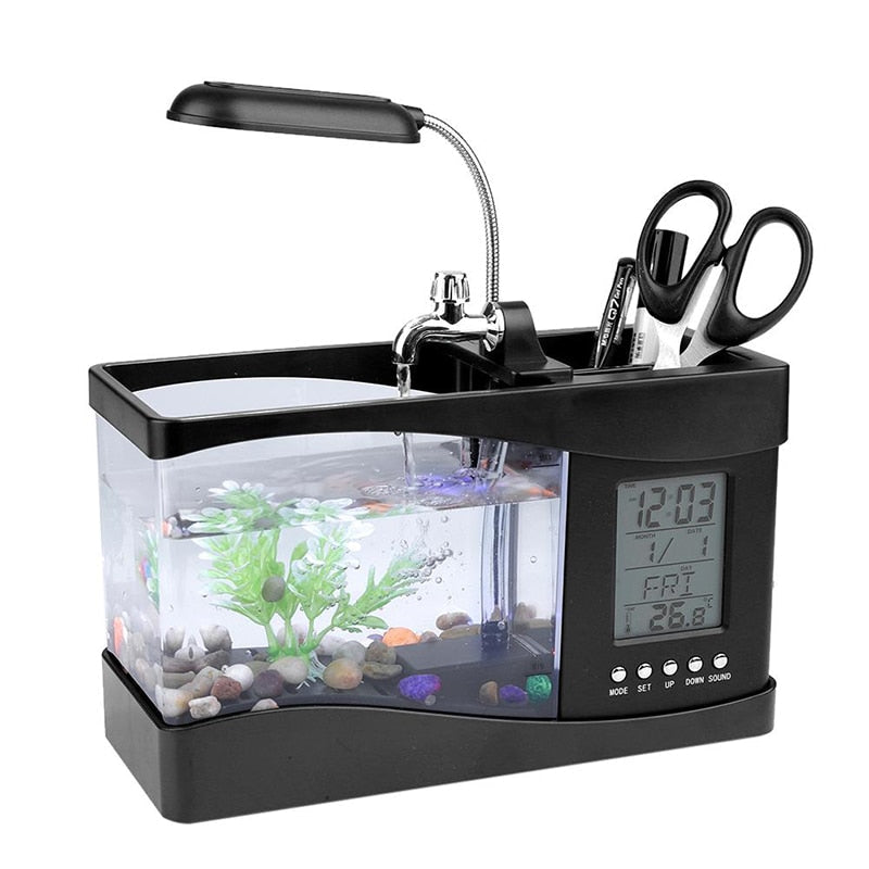 LCD Clock Mini Fish Tank Aquarium | Bowlift