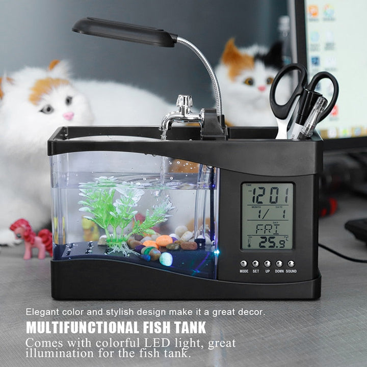 LCD Clock Mini Fish Tank Aquarium | Bowlift