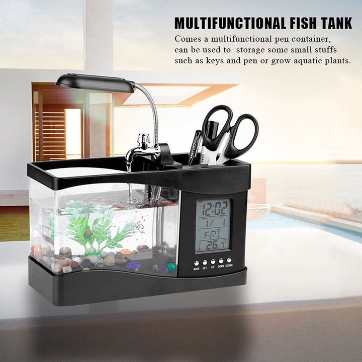 LCD Clock Mini Fish Tank Aquarium | Bowlift