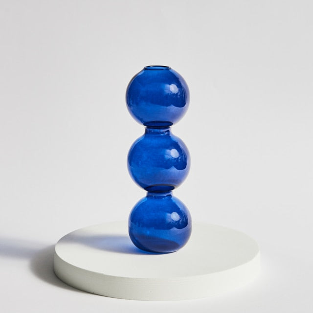Modern Glass Candleholder-Blue | Bowlift