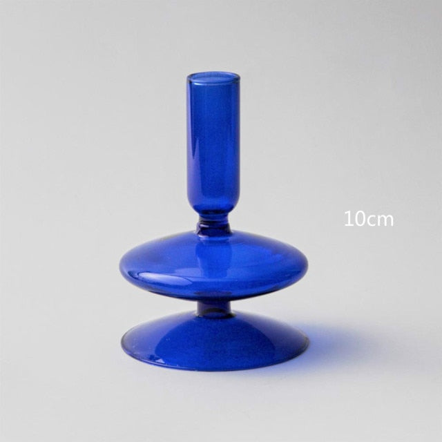 Modern Glass Candleholder-Blue | Bowlift