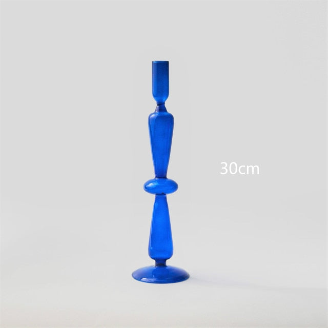 Modern Glass Candleholder-Blue | Bowlift