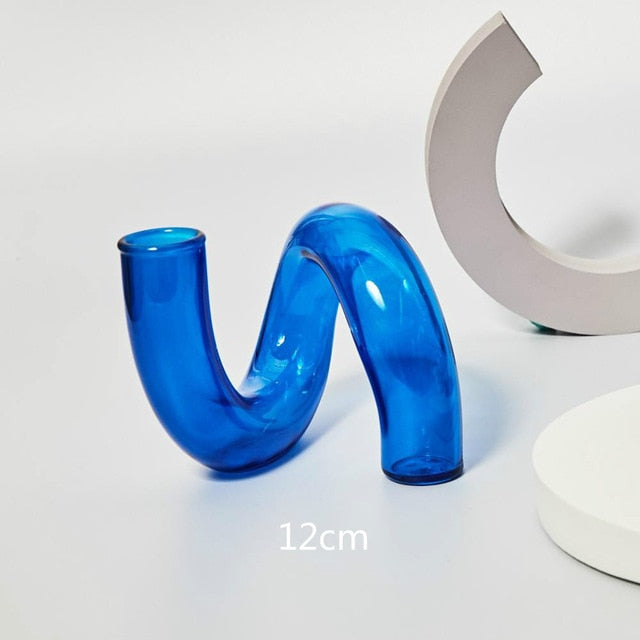 Modern Glass Candleholder-Blue | Bowlift