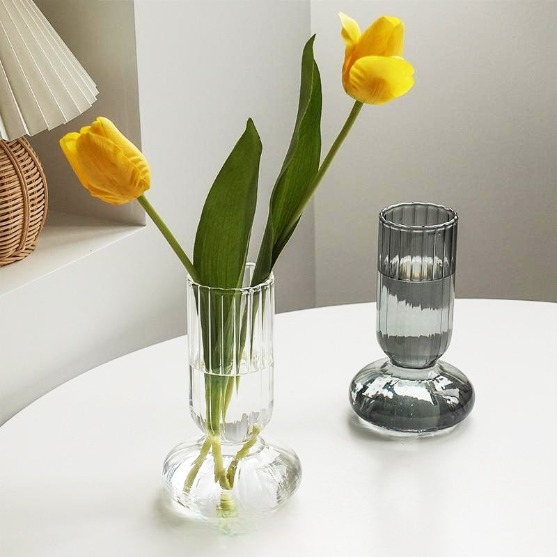 Glass Striped Cylinder Vase | Bowlift