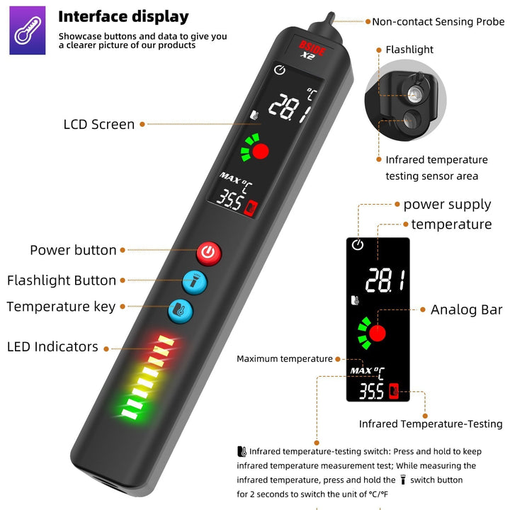 BowLift | LCD Result Display Voltage Tester Thermometer