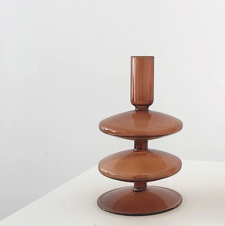 Modern Glass Candleholder-Brown | Bowlift