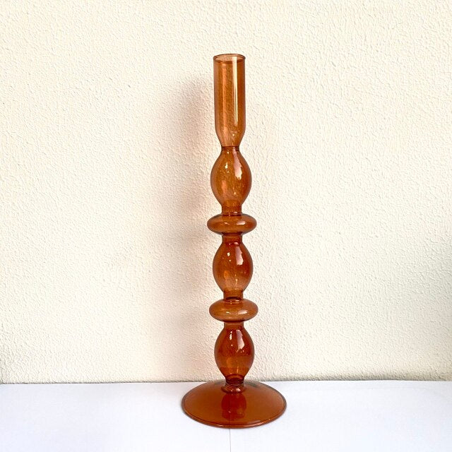 Modern Glass Candleholder-Brown | Bowlift