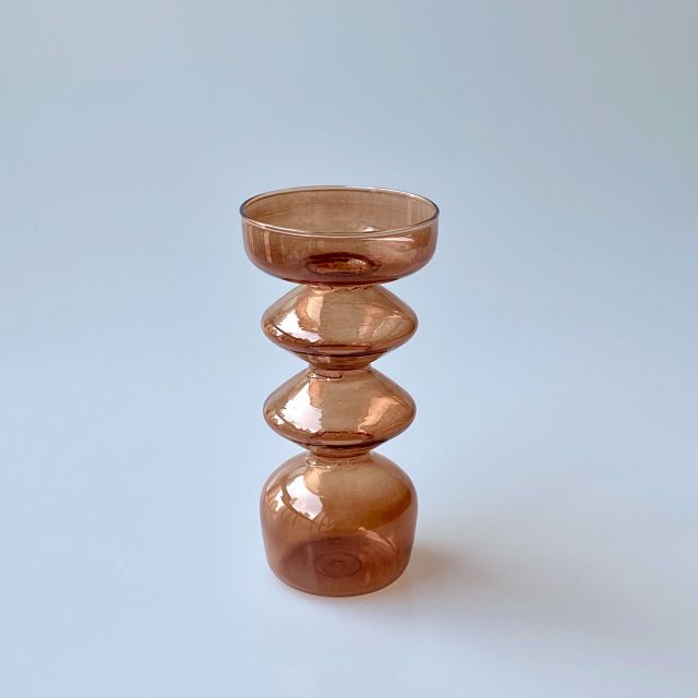 Modern Glass Candleholder-Brown | Bowlift