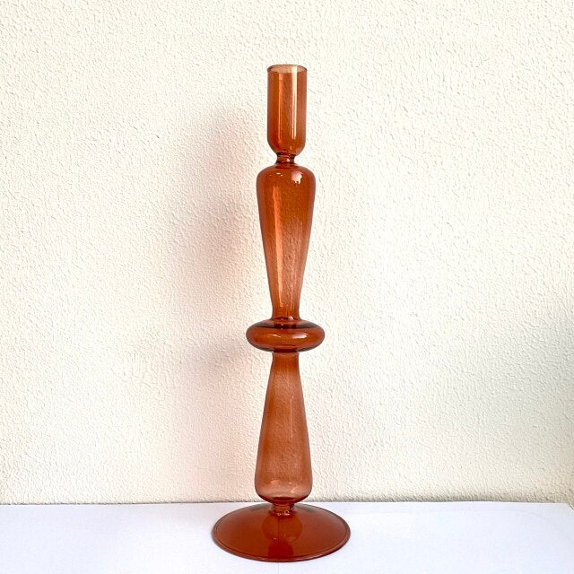 Modern Glass Candleholder-Brown | Bowlift