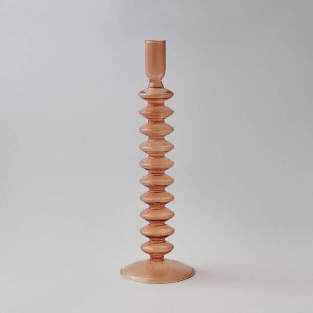 Modern Glass Candleholder-Brown | Bowlift