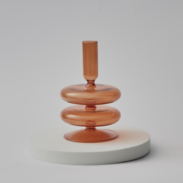 Modern Glass Candleholder-Brown | Bowlift