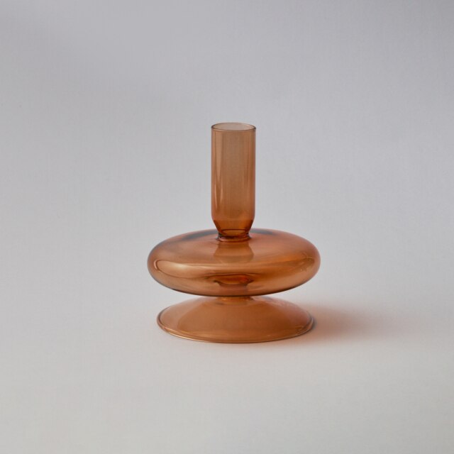 Modern Glass Candleholder-Brown | Bowlift
