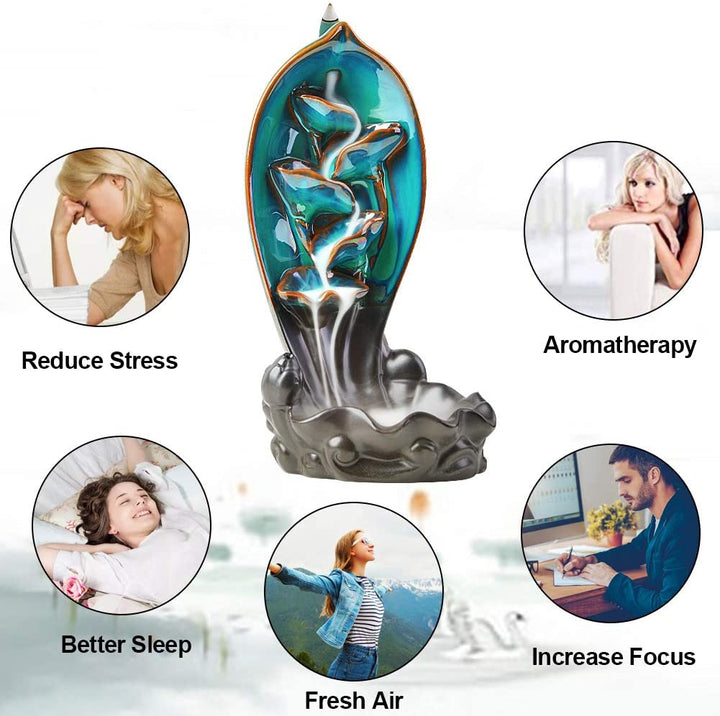 BowLift | Ceramic Waterfall Backflow Yoga Incense Burner