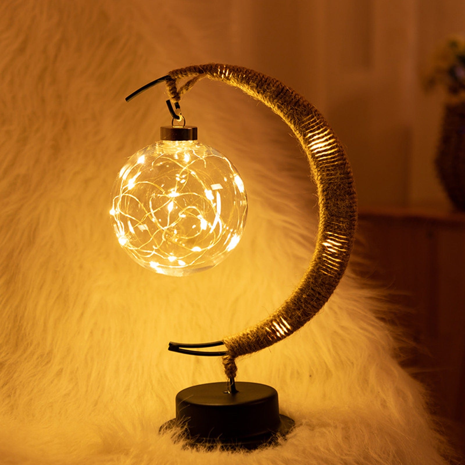 BowLift | Rayvia Lunar Lamp - Half Moon LED Light with Glass Globe for Cozy Atmosphere