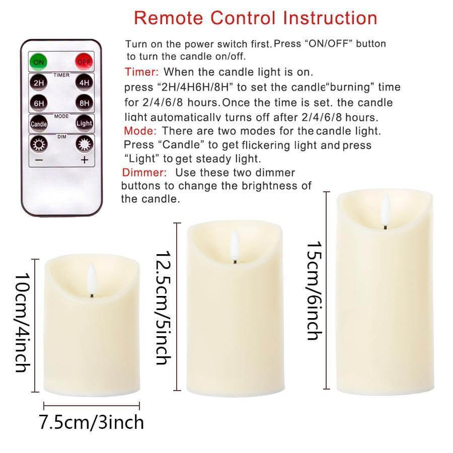3pcs Remote Control LED Flameless Candle | Bowlift