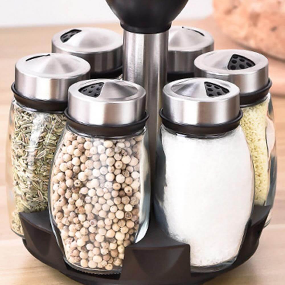 BowLift | Smart Rotating Stainless Steel Glass Seasoning Set