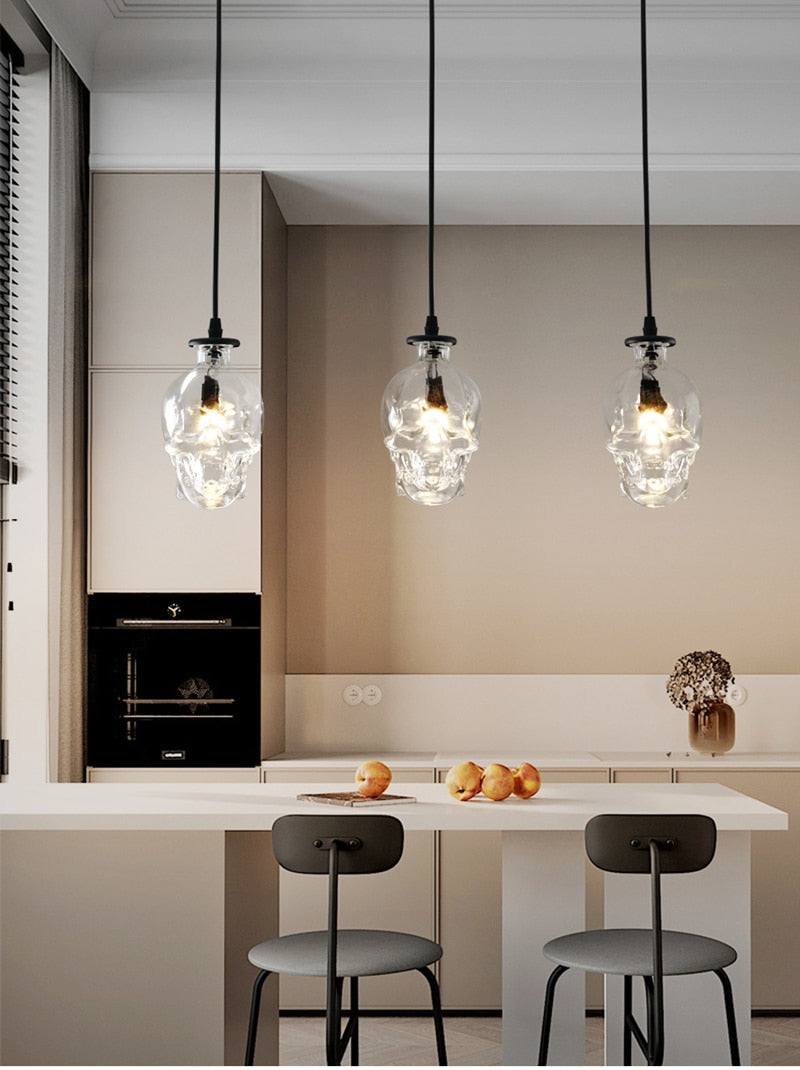 BowLift | Retro Skull Glass Pendant Light